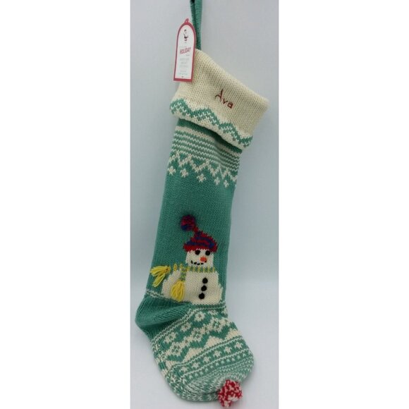 Pottery Barn Kids Ava Holiday Merry and Bright Snowman Knit Christmas Stocking - Picture 10 of 10